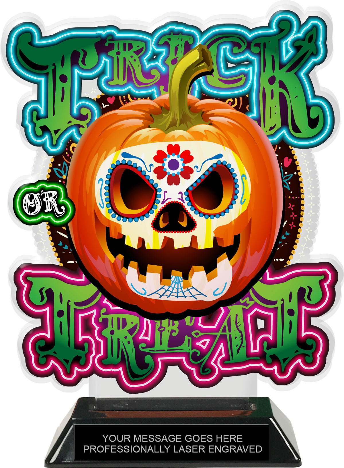 Halloween Sugar Skull Colorix-T Acrylic Trophy- 8.25 inch