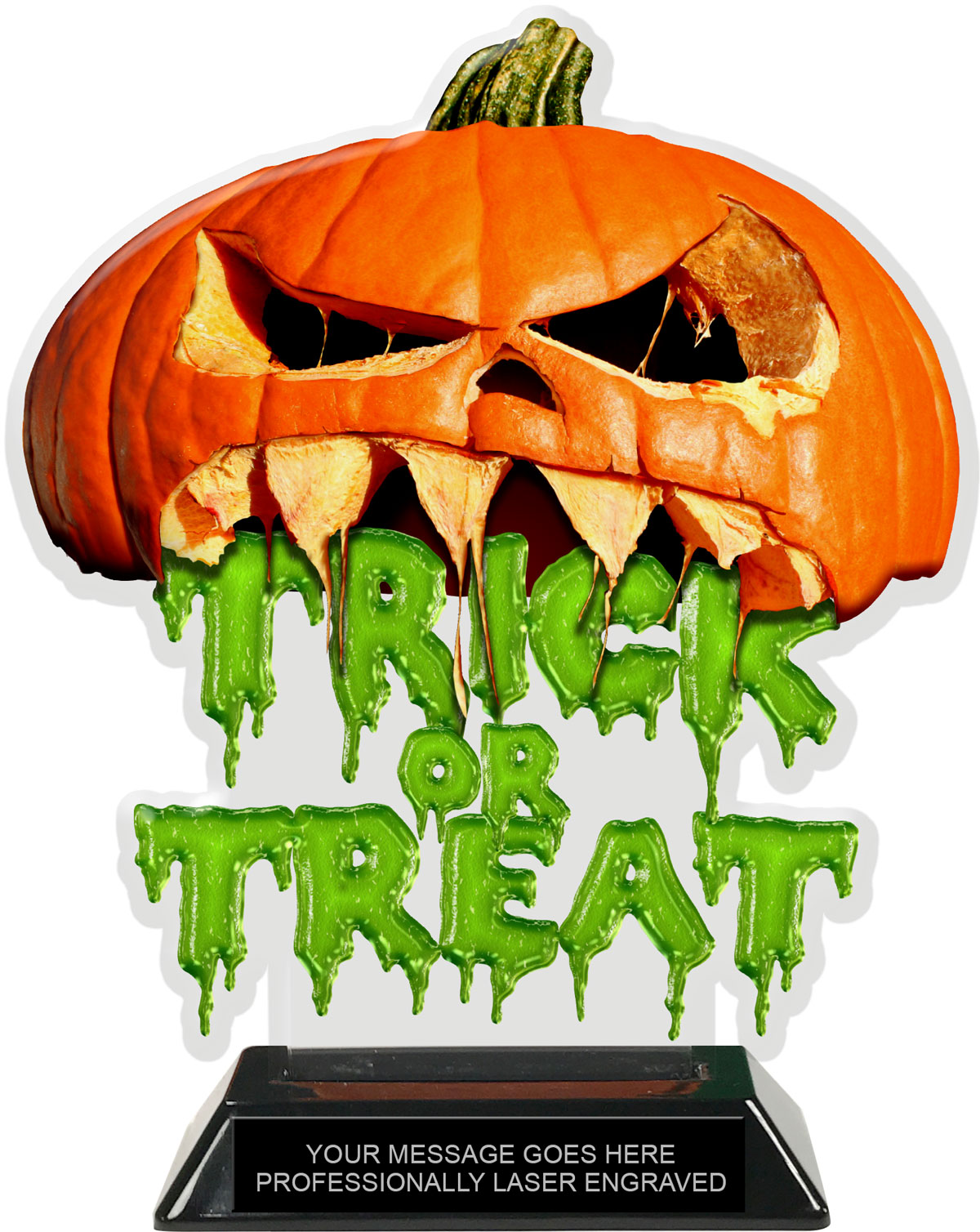 Halloween Jack-o-Lantern Trick or Treat Colorix-T Acrylic Trophy- 8.25 inch