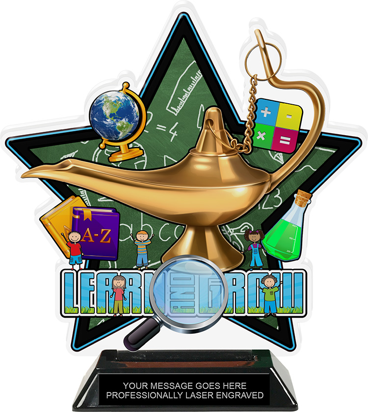 Lamp of Knowledge Younger Colorix-T Acrylic Trophy- 8.25 inch