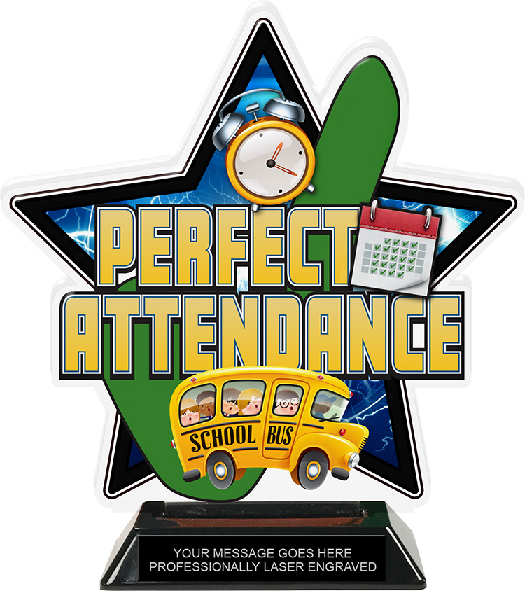 Perfect Attendance Colorix-T Acrylic Trophy- 8.25 inch