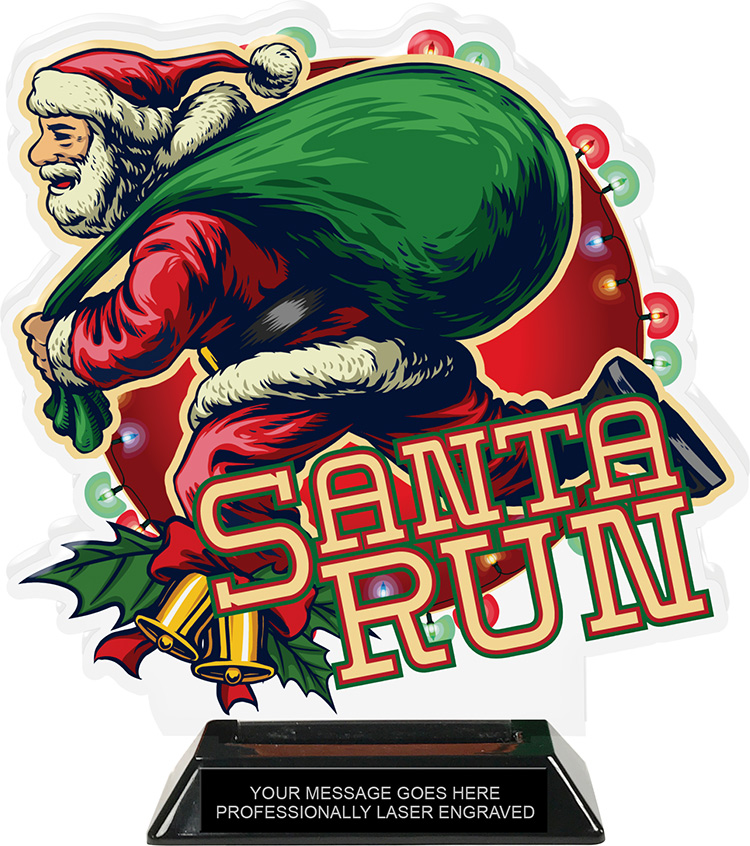 Santa Run Colorix-T Acrylic Trophy - 8.25 inch