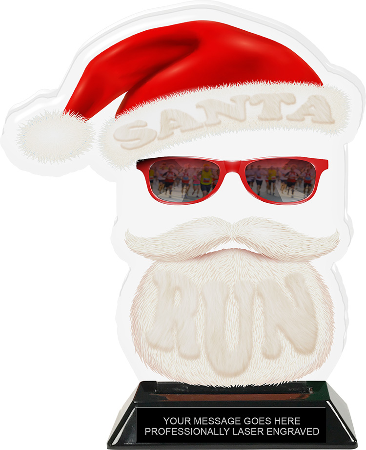 Santa Run Face Colorix-T Acrylic Trophy 8.25 Inch