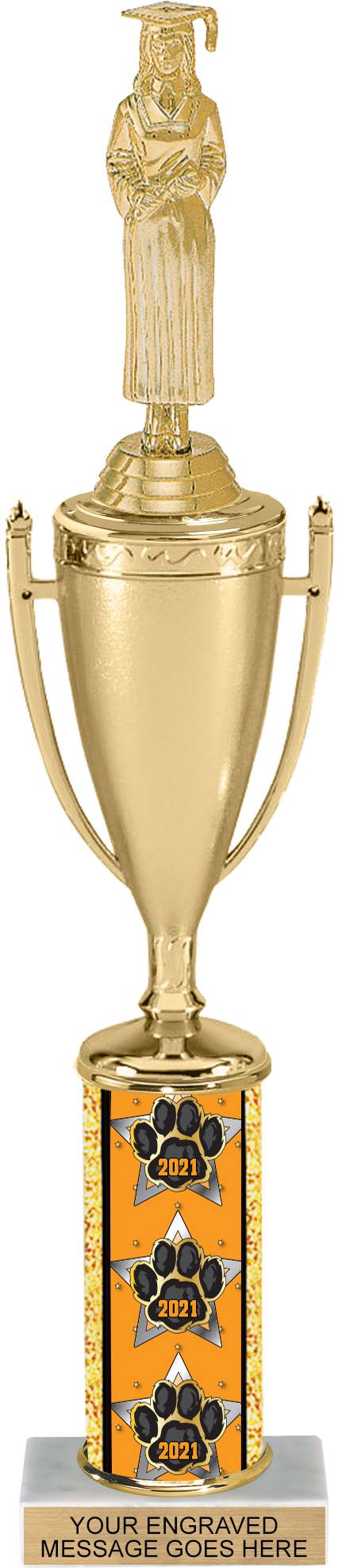 Paw Column Cup Trophy for Year - 15 inch
