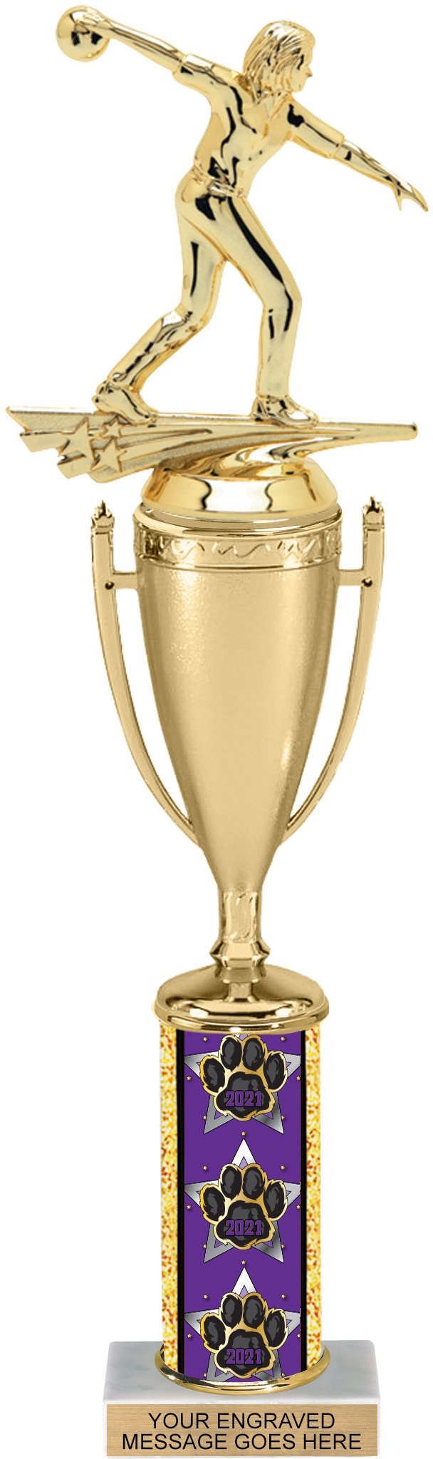 Year 15 inch Paw Column Cup Trophy
