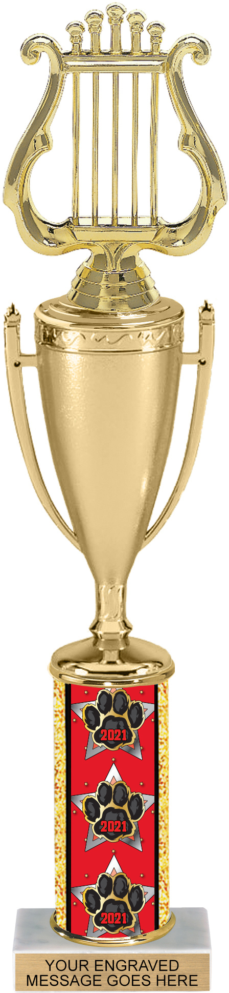 Paw Year Column Cup Trophy - 15 inch