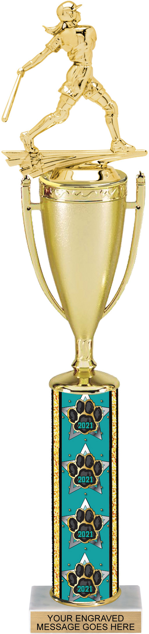 Year Paw Column Cup Trophy - 17 inch
