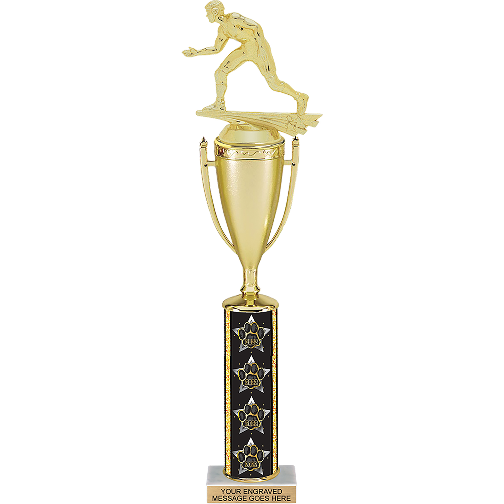 Cup Trophy with 2022 Paw Column - 17 inch