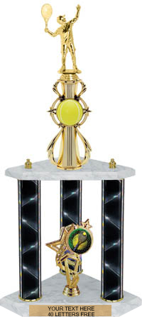 Tennis Sport Color Riser Three-Post Trophy - Trophy Depot