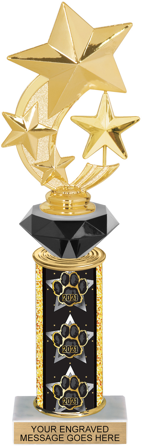 Diamond Riser Trophy with Year Paw Column - 11 inch