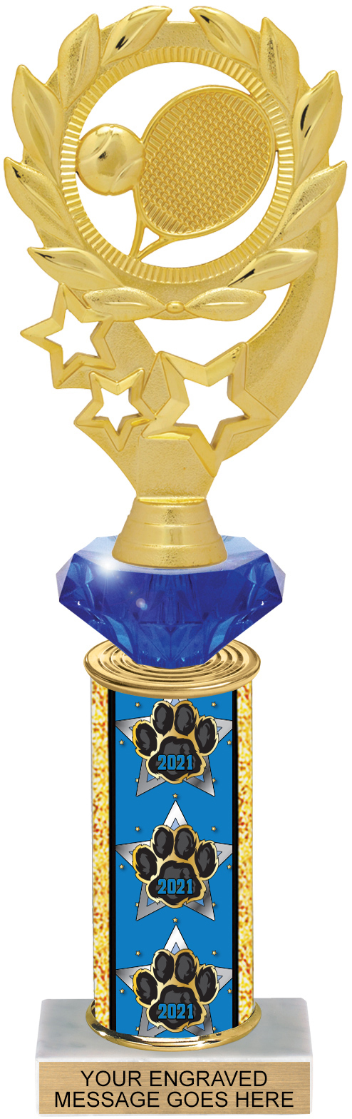 Diamond Riser Year Paw Column Trophy - 11 inch