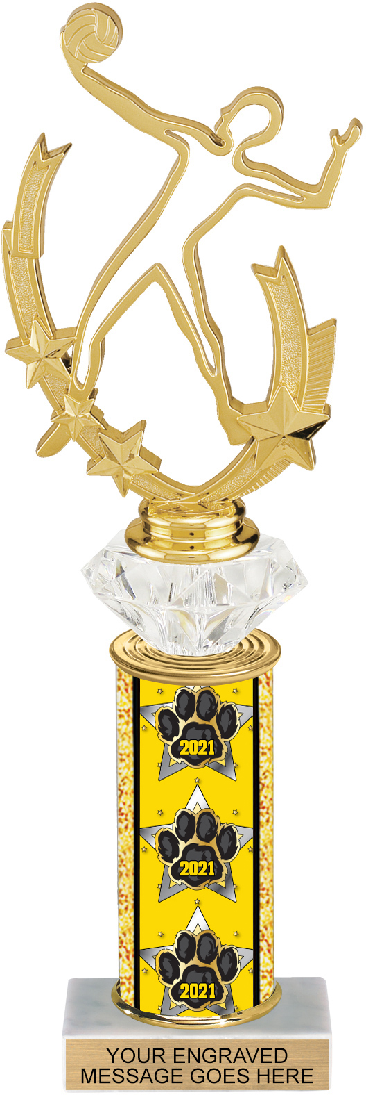 Diamond Riser 11 inch Year Paw Column Trophy