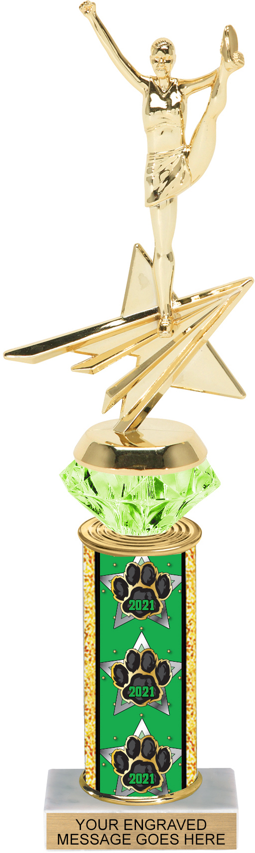 Diamond Riser 11 inch Paw Year Column Trophy