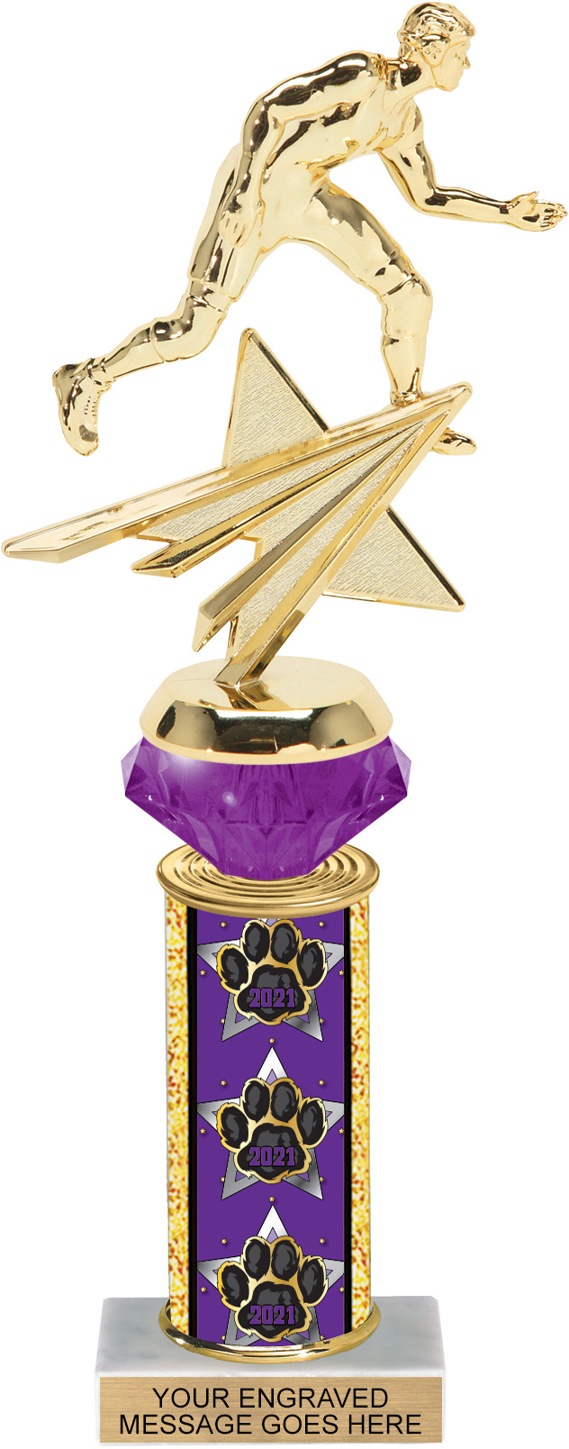 Diamond Riser Year 11 inch Paw Column Trophy