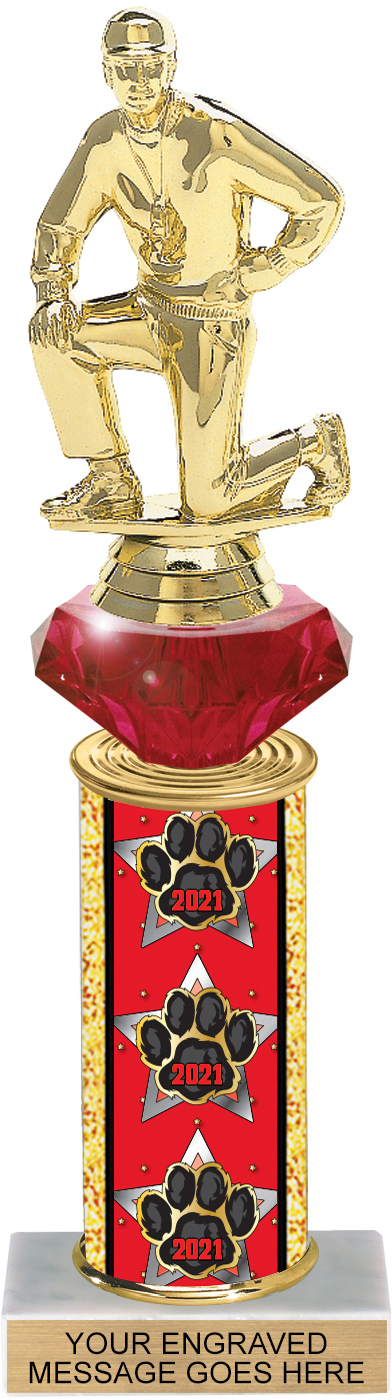 Diamond Riser Year Paw Exclusive Column Trophy - 11 inch
