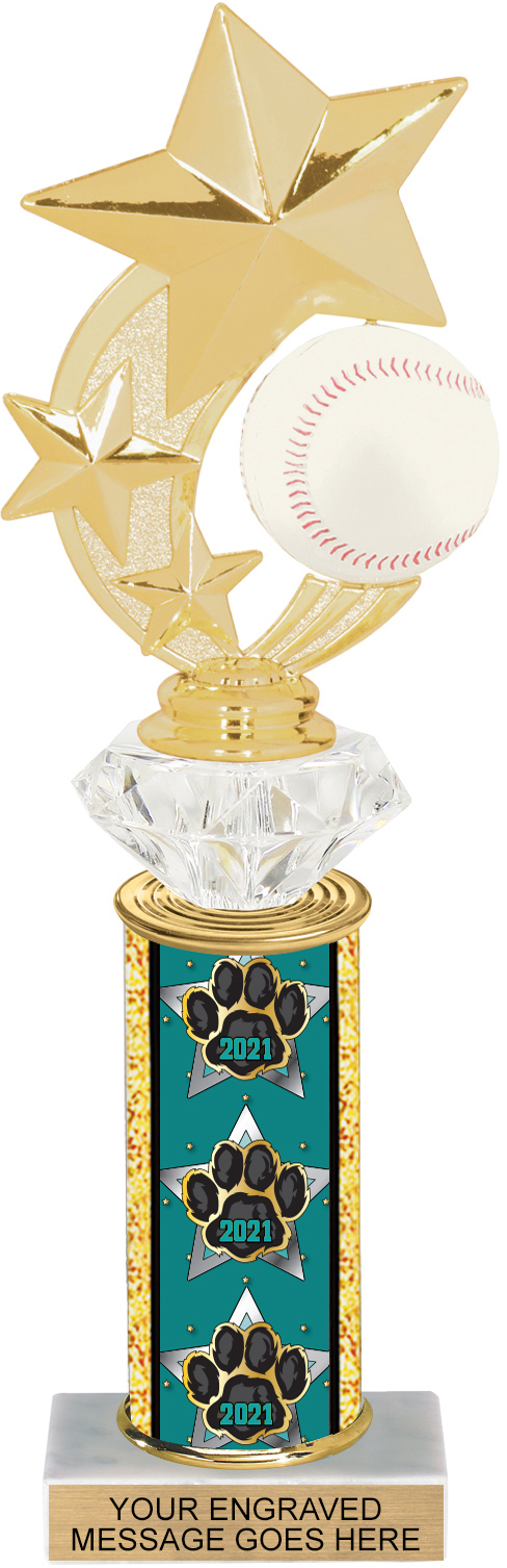 Diamond Riser Year Paw Column Trophy - 11 inch