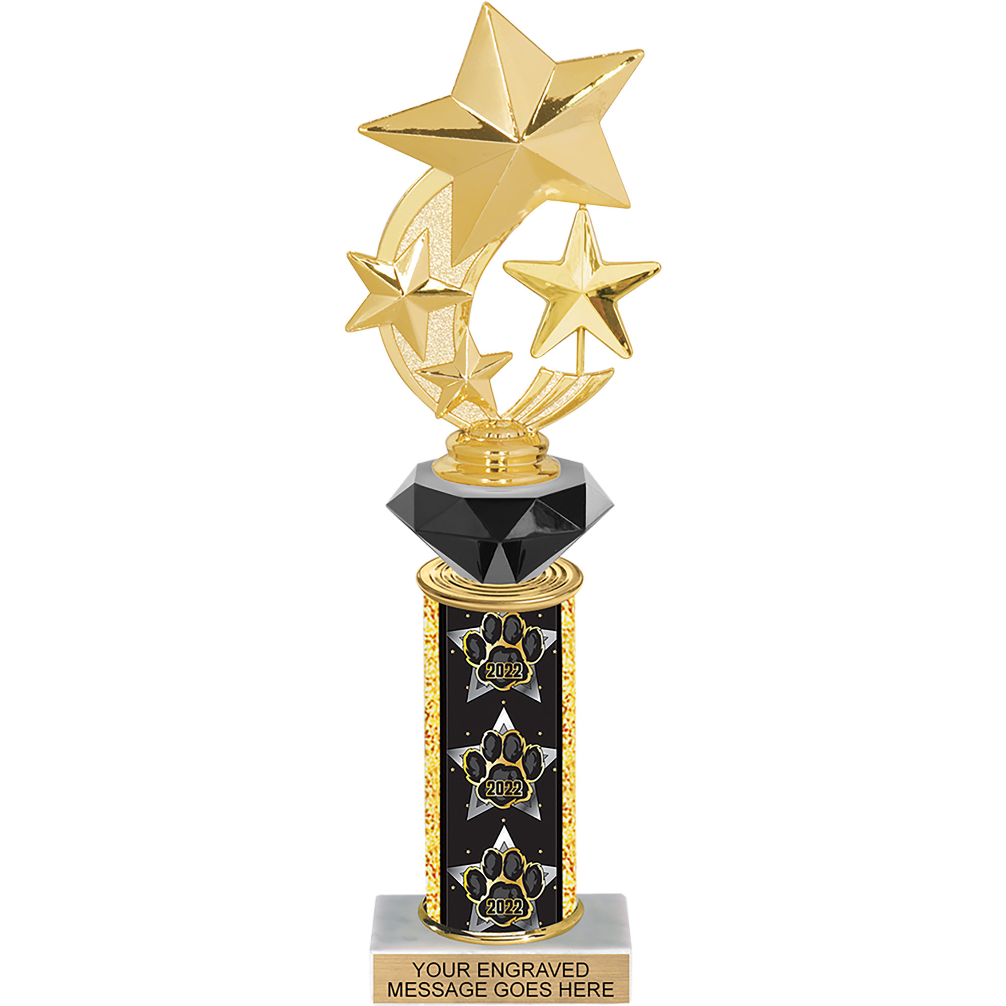 Diamond Riser Trophy with 2022 Paw Column - 11 inch