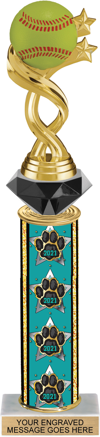 Diamond Riser Year Paw Column Trophy - 13 inch