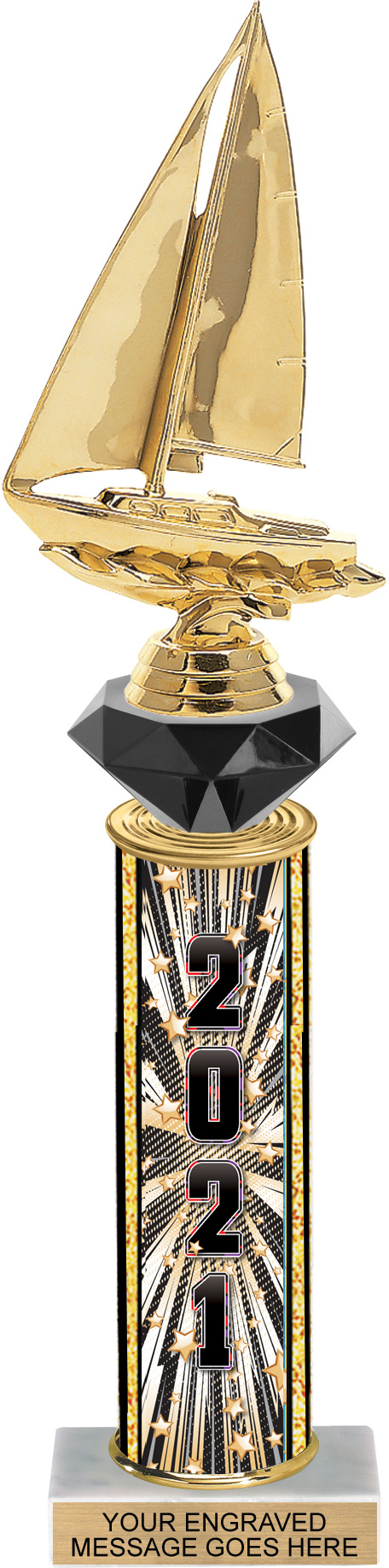 Diamond Riser Trophy with Year Comic Stars Column - 13 inch