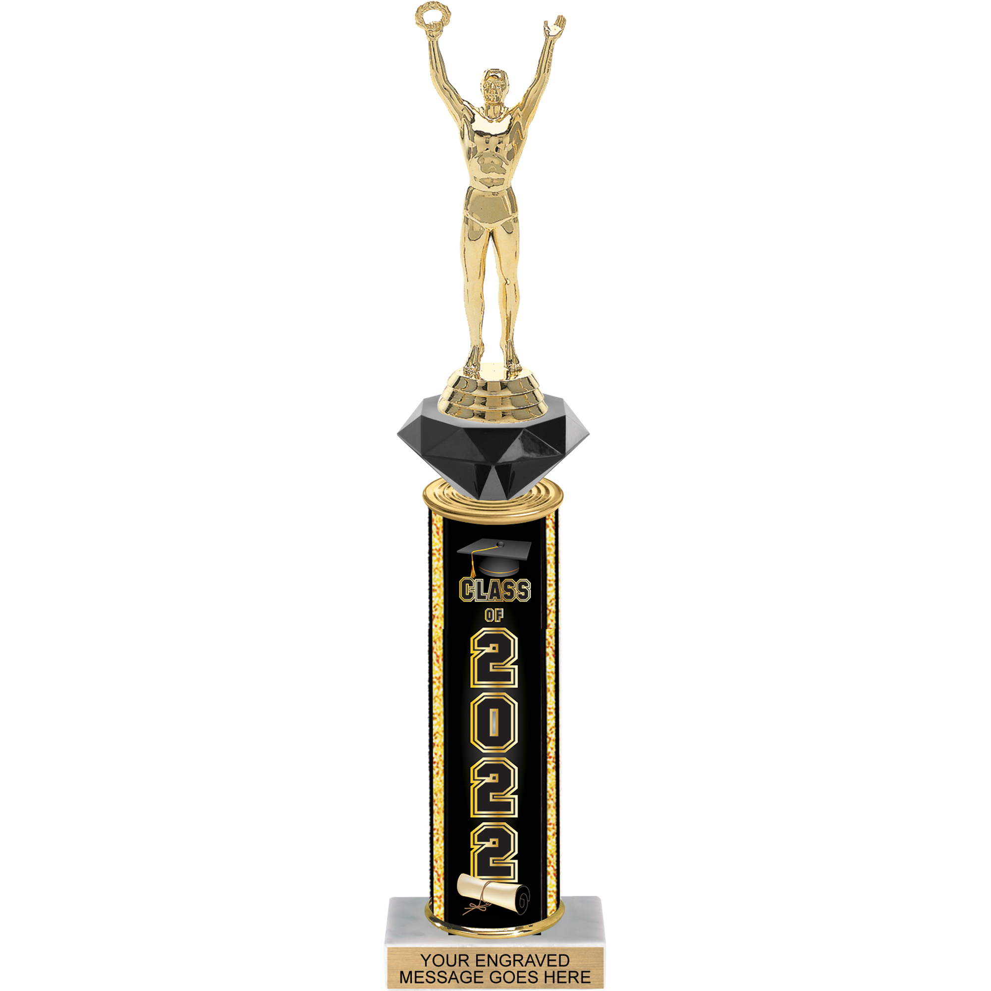 Diamond Riser Trophy with Class of 2022 Column - 13 inch - Trophy Depot