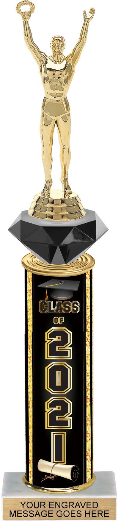 Diamond Riser Trophy with Class of 2021 Column - 13 inch