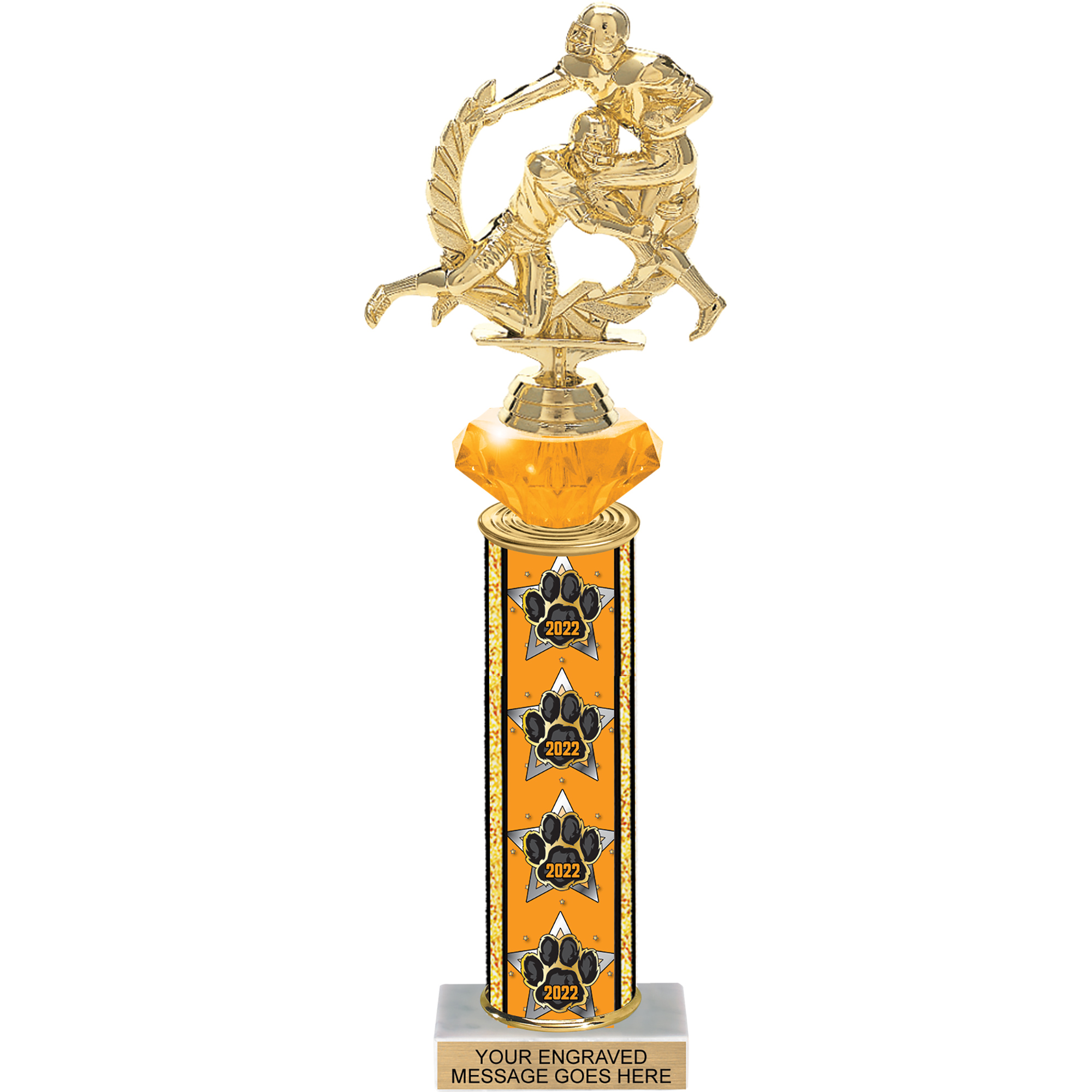 Diamond Riser Paw Trophy with 2022 Column - 13 inch