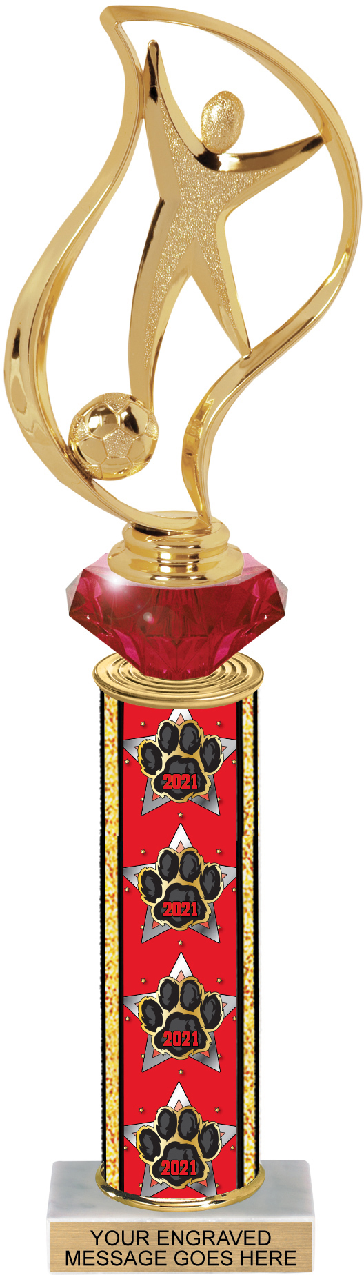 Diamond Riser Paw Year Column Trophy - 13 inch