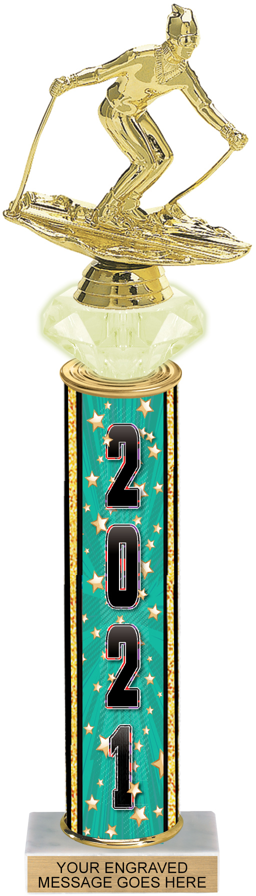 Diamond Riser Year Comic Stars Column Trophy - 15 inch