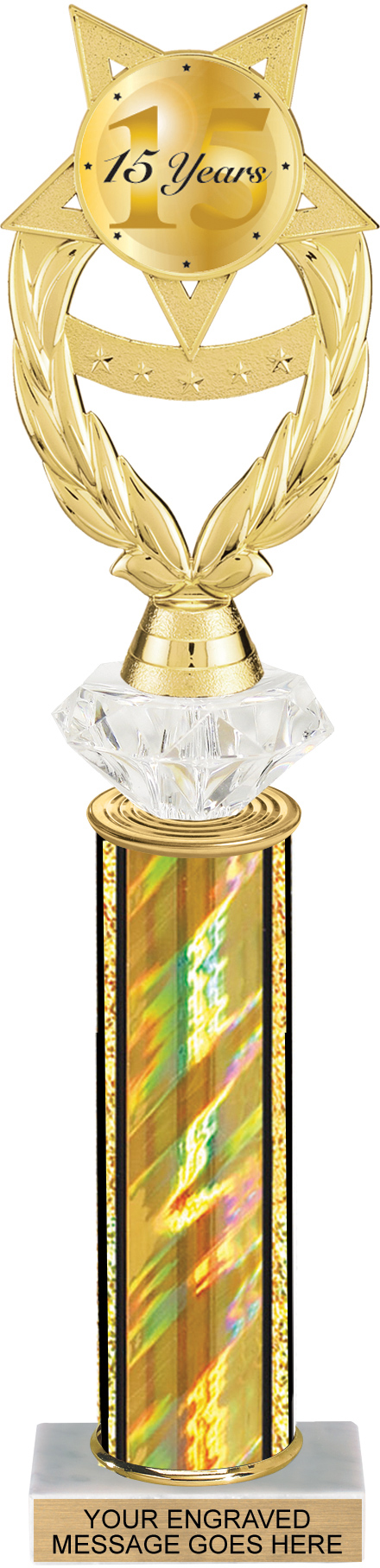 Wreath Victory Color Insert Diamond Riser Trophy - 13.75 inch