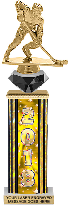 2018 Stars Diamond Riser Rectangle Column Trophy- Gold 13 inch - Trophy ...