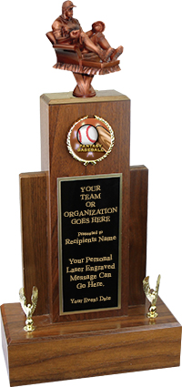Fantasy Baseball Resin Empire Walnut Trophy