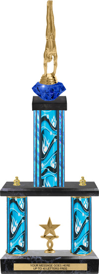 Two-Post Diamond Riser Trophy w/ Rectangle/Oval Center Column