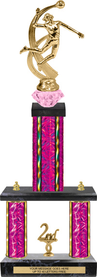 Two-Post Diamond Riser Trophy w/ Rectangle/Oval Center Column