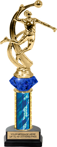 Sapphire Blue Diamond Riser Trophy on Horseshoe Base