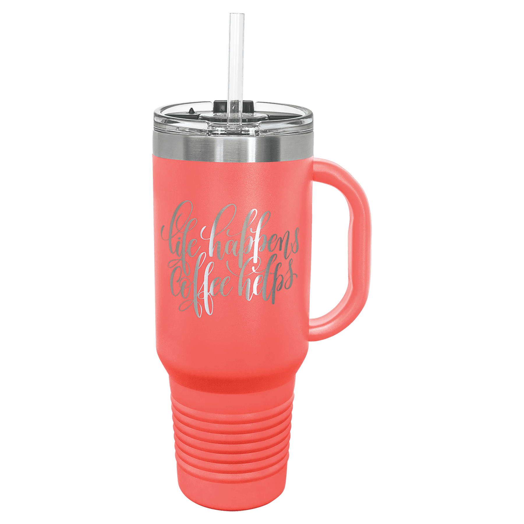 Polar Camel 40 oz. Travel Mug with Handle - Coral