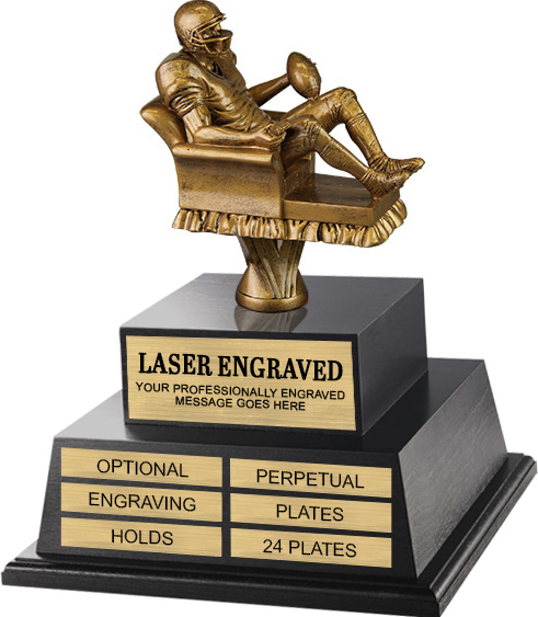 Gold Finish Armchair Fantasy Football Twin Tier Perpetual Trophy