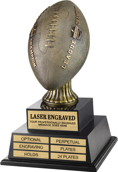 Football Trophies Resin Antique Gold Ball on Riser Award 5 Sizes FREE Engraving 