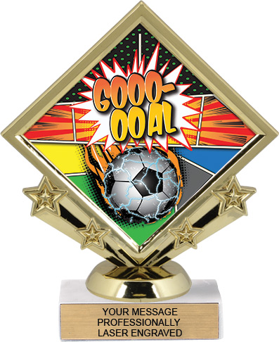 Diamond Shaped Color Insert Trophy - Gold