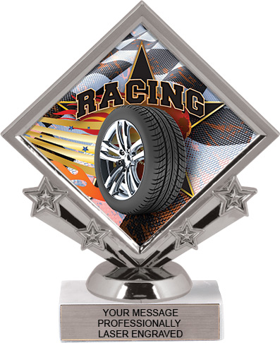Diamond Shaped Color Insert Trophy - Silver