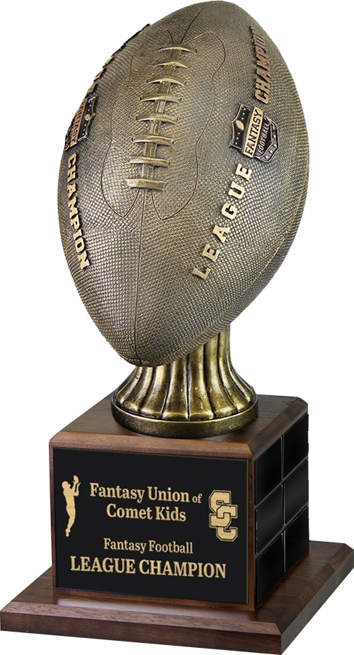 Full Size Fantasy Football Trophy on Genuine Walnut Base