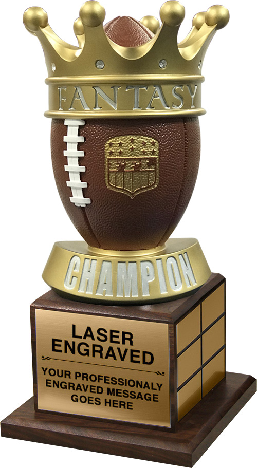 Crown of Champions Fantasy Football Trophy on Walnut Base
