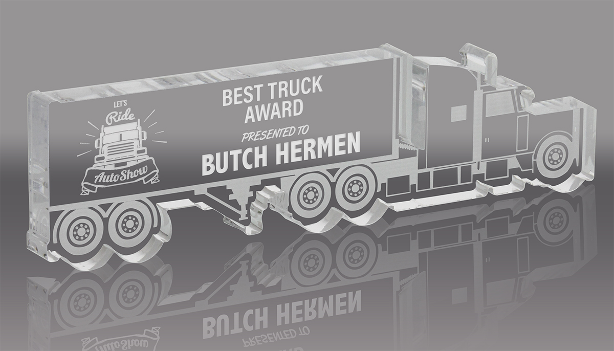 Conventional Tractor Trailer Acrylic Award - 10.5 inch