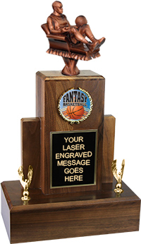 Fantasy Basketball Resin Empire Walnut Trophy