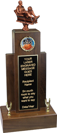 Fantasy Basketball Resin Empire Walnut Trophy