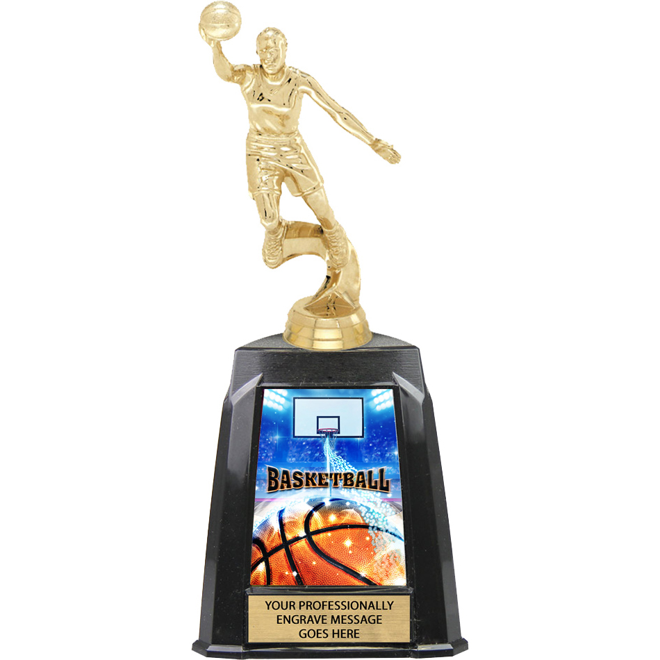 Basketball Female Exclusive Tri-Tower Trophy - 10 inch