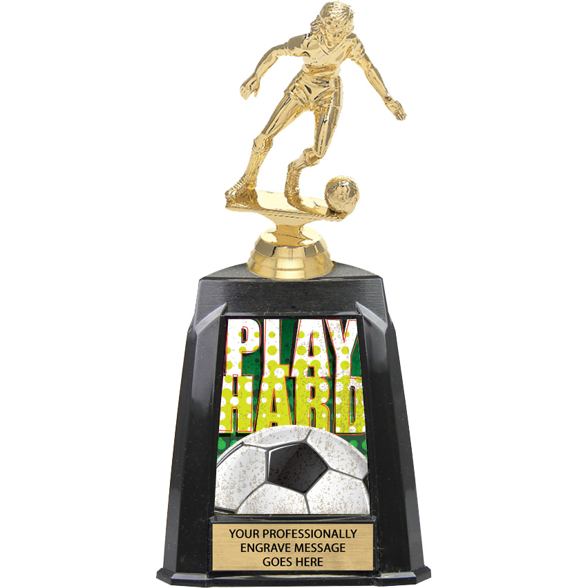 Soccer Female Exclusive Tri-Tower Trophy - 10 inch