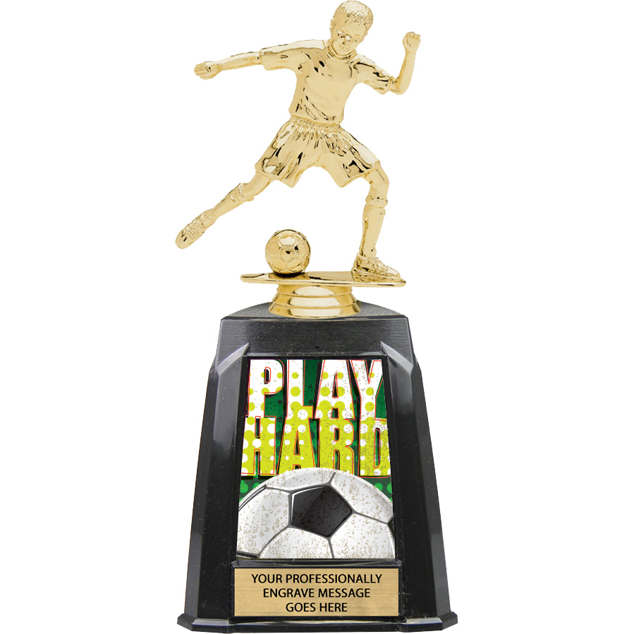 Soccer Male Exclusive Tri-Tower Trophy - 10 inch