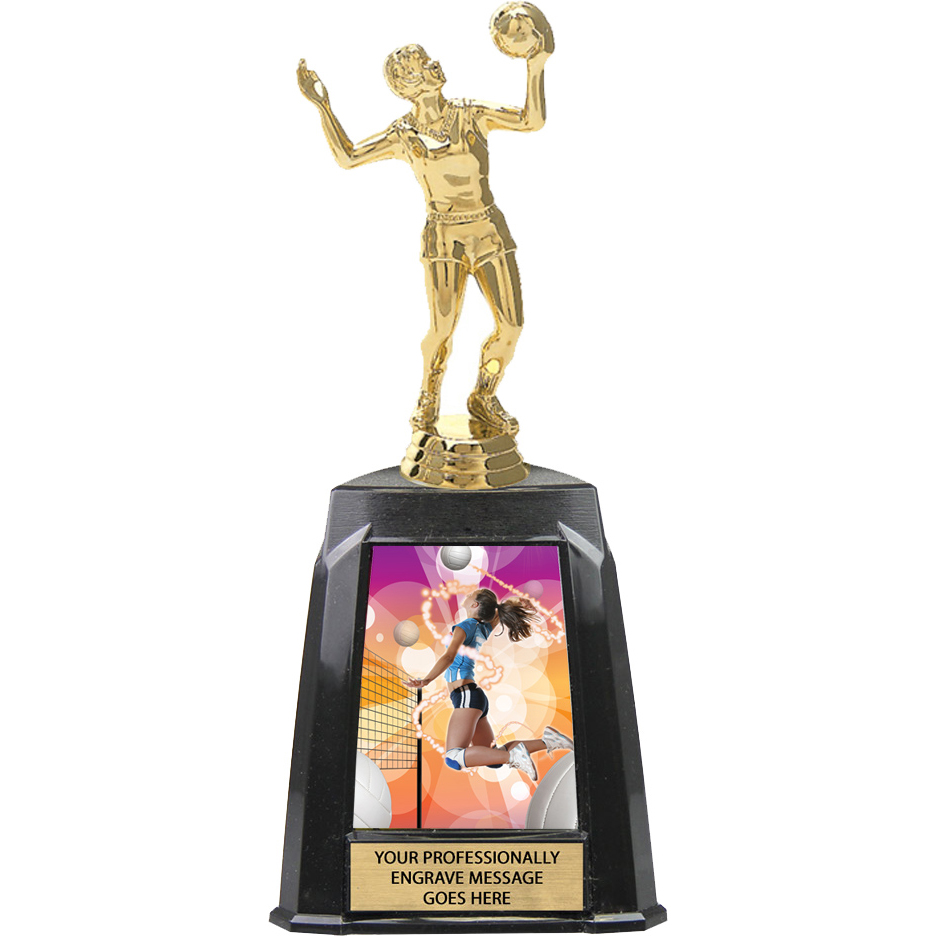 Volleyball Female Exclusive Tri-Tower Trophy - 10 inch