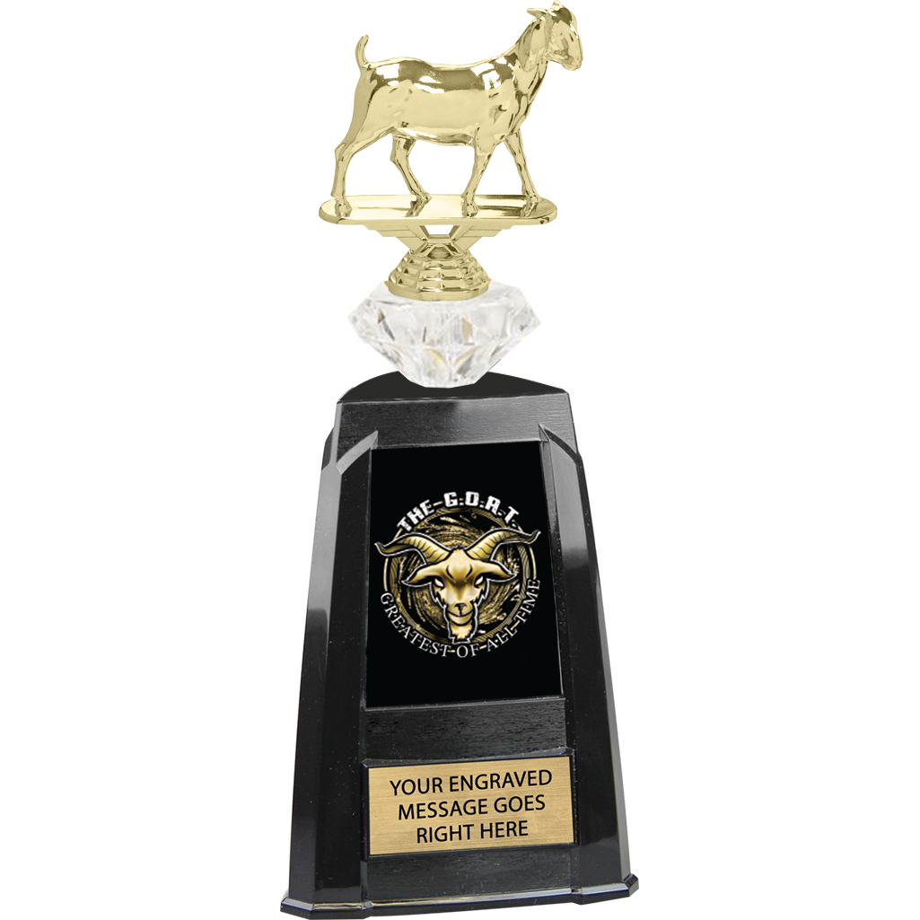 Diamond Riser Tri-Tower G.O.A.T. Trophy - Cartoon