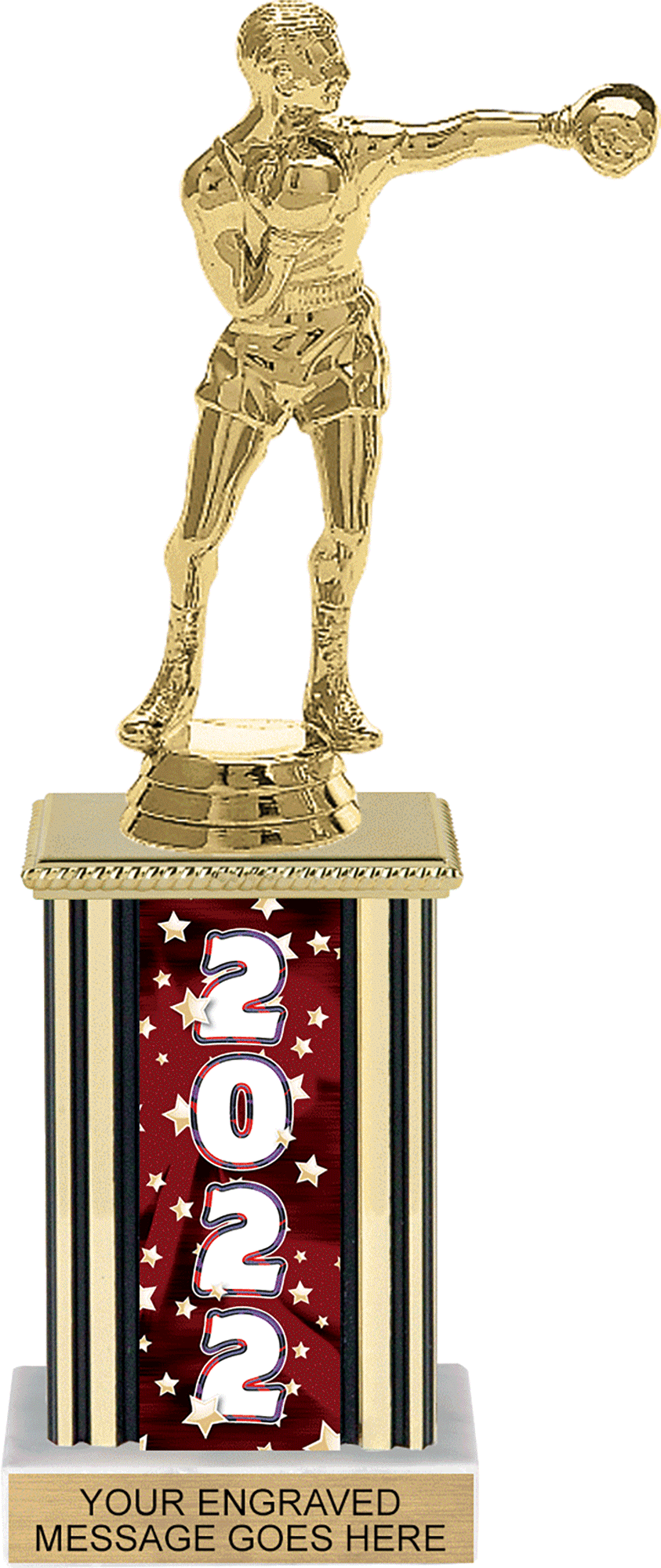 Year Glowing Stars Rectangle Column Trophy - Maroon 10 inch
