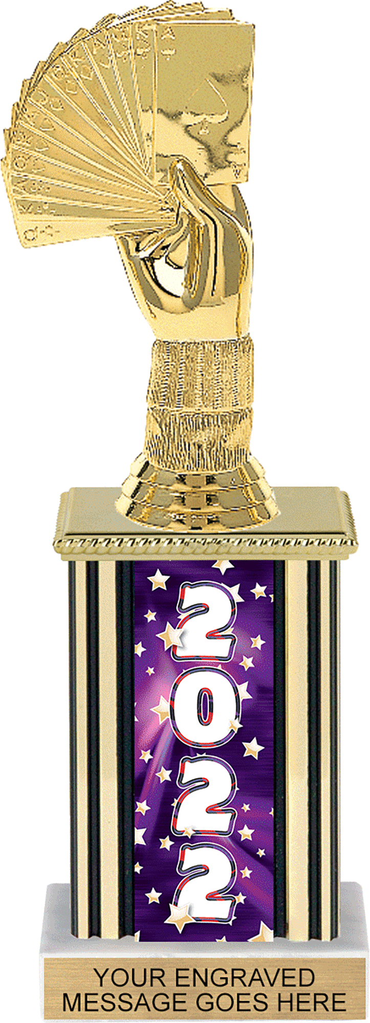 Year Glowing Stars Rectangle Column Trophy - Purple 10 inch
